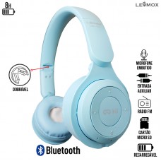 Headphone sem Fio Bluetooth/SD/Aux/Rádio FM Estéreo Dobrável com Microfone LEF-1017 Lehmox - Azul